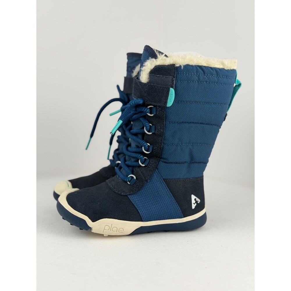 PLAE Jack WP Kids Waterproof Winter Snow Boots Blue Faux Fur 3M Thinsulate US 8